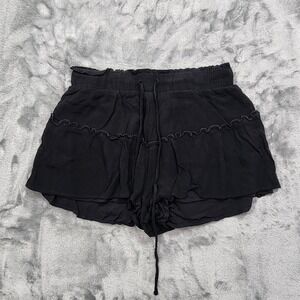 Altar'd State Shorts Womens S Black Ruffle Layered Rayon Hot Pants Boho Festival